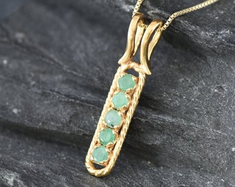 Gold Emerald Pendant, Vintage Pendant, Emerald Pendant, Natural Emerald, May Birthstone, Antique Pendant, Emerald Necklace, Genuine Emerald