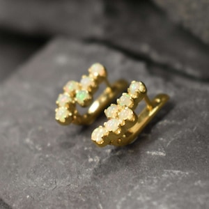 Gold Opal Earrings, Natural Opal, Fire Opal Earrings, Precious Opal Studs, Gold Earrings, Dainty Bridal Earrings, Solid Silver Earrings