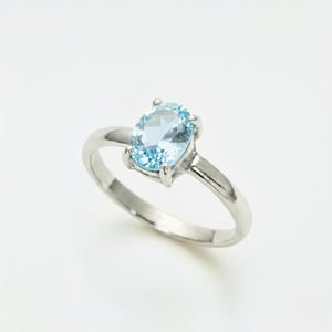 Blue Topaz Ring, Natural Blue Topaz, December Birthstone, Solitaire Ring, Sky Topaz Ring, Blue Diamond Ring, Topaz Ring, Solid Silver Ring image 1