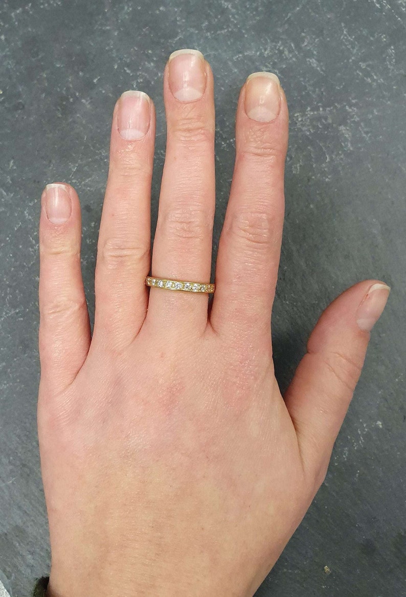 Gold Ehering, Diamant Band, erstellt Diamant, voller Eternity Ring, Gold Band, Gold Vintage Ring, Diamantring, massiver Silberring Bild 8