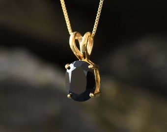 Gold Onyx Pendant, Natural Onyx, Black Pendant, Gold Plated Pendant, 3 Carat Necklace, Oval Pendant, Unique Pendant, Gold Vermeil Necklace
