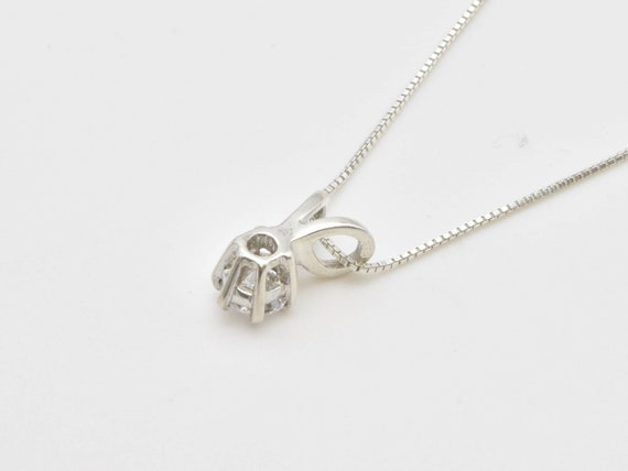 Pendentif Collier Solitaire Zircone Cubic - CZ Rond Sur Chaîne Argent 925, Personnalisable