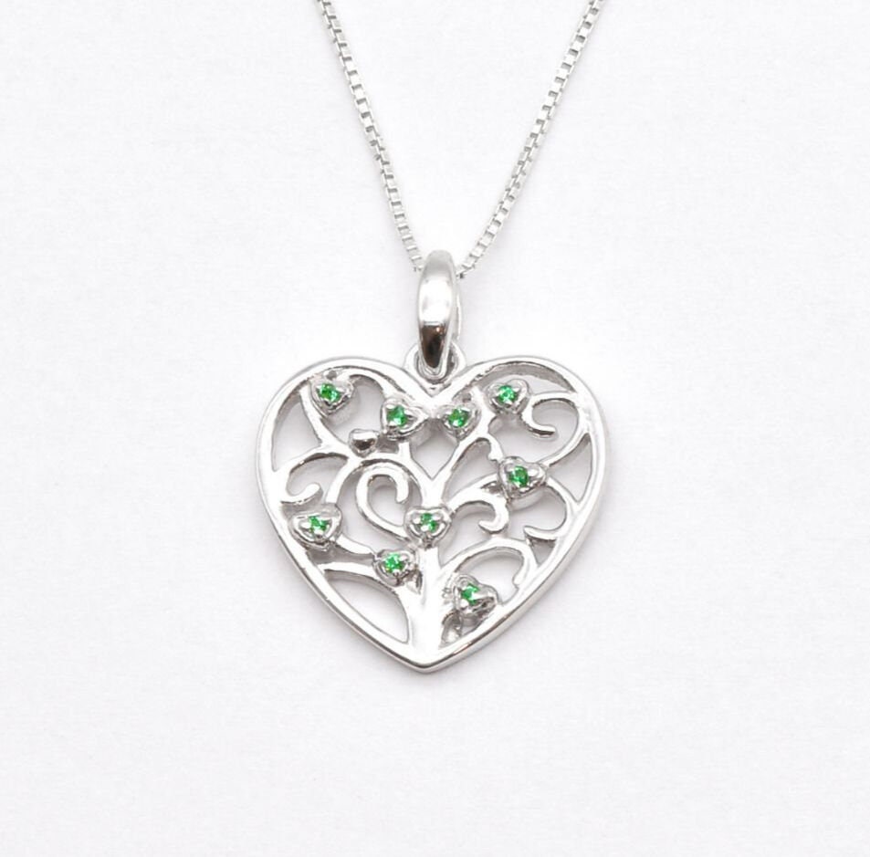 Emerald Heart Necklace, Statement Heart Pendant, Filigree Heart Necklace, May Birthstone, Boho Heart Pendant, Bands By Adina