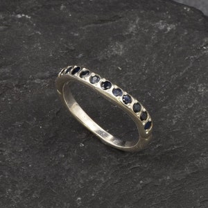 Sapphire Band, Curved Ring, Natural Sapphire, September Birthstone, Half Eternity Ring, Stackable Ring, Blue Sapphire Ring, Solid Silver