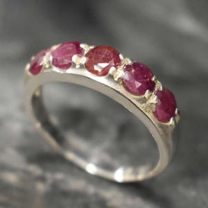 Wide Ruby Ring, Natural Ruby, Thick Band, July Birthstone, Red Gemstone Ring, Sturdy Band, Statement Band, Red July Ring, Solid Silver Ring