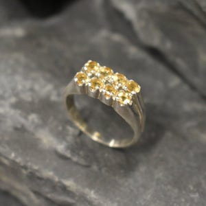 Citrine Ring, Natural Citrine, November Birthstone, Double Band Ring, Vintage Ring, Yellow Diamond Ring, Wide Band Ring, Solid Silver Ring
