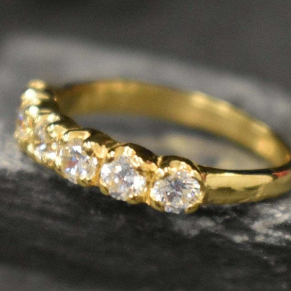 Gouden diamanten ring, diamanten ring, gemaakt diamant, gouden eeuwigheid ring, sprankelende gouden ring, witgouden ring, halve eeuwigheid ring, diamanten band
