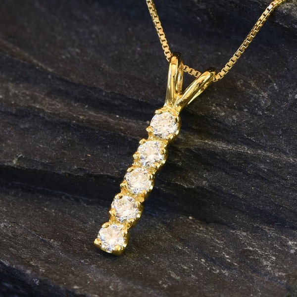 Pendentif diamant en or, diamant créé, pendentif minimaliste, pendentif ligne, pendentif délicat, pendentif vintage, pendentif scintillant, pendentif diamant