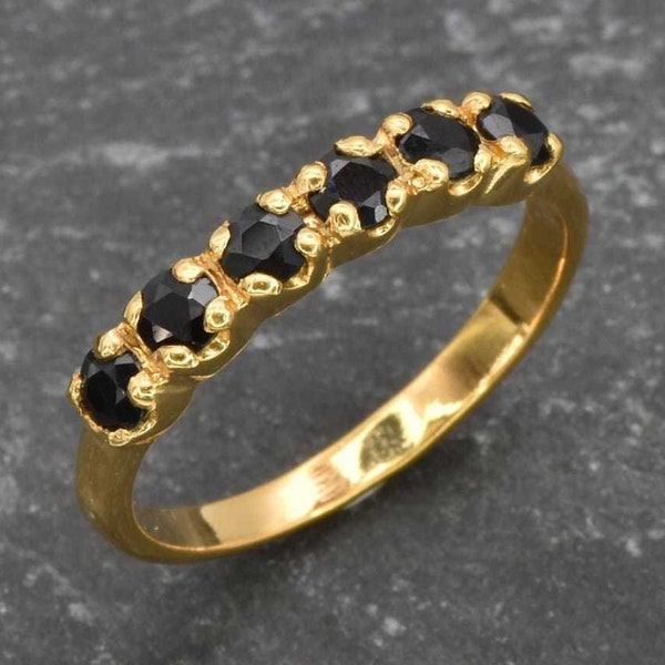 Gold Onyx Ring, Gold Minimalist Ring, Gold Stacking Ring, Half Eternity Ring, Black Onyx Ring, Black Dainty Ring, Gold Delicate Ring, Onyx