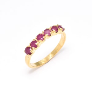 Gold Ruby Ring, Natural Ruby Ring, July Birthstone, Stackable Ring, Ruby Vintage Ring, Gold Eternity Ring, Ruby Eternity Band, Gold Vermeil