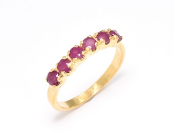 Gold Ruby Ring, Natural Ruby Ring, July Birthstone, Stackable Ring, Ruby Vintage Ring, Gold Eternity Ring, Ruby Eternity Band, Gold Vermeil