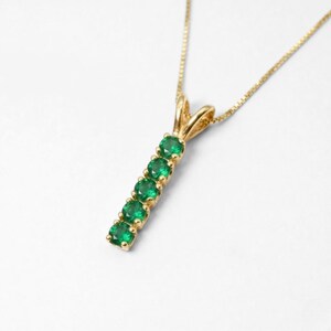 Gold Emerald Pendant, Created Emerald, Gold Bar Pendant, Minimalist Pendant, Geometric Pendant, Line Pendant, Dainty Pendant, Gold Vermeil image 5