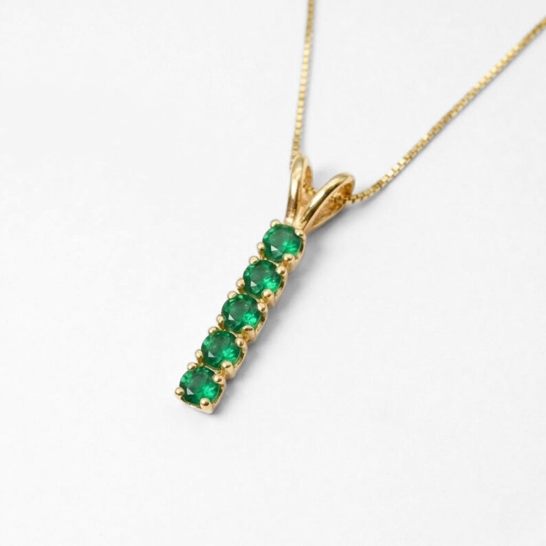 Gold Emerald Pendant, Created Emerald, Gold Bar Pendant, Minimalist Pendant, Geometric Pendant, Line Pendant, Dainty Pendant, Gold Vermeil image 5
