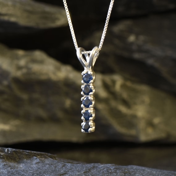 Sapphire Pendant, Natural Sapphire, September Birthstone, Vintage Pendant, Layering Necklace, Blue Pendant, Sapphire Necklace, 925 Silver
