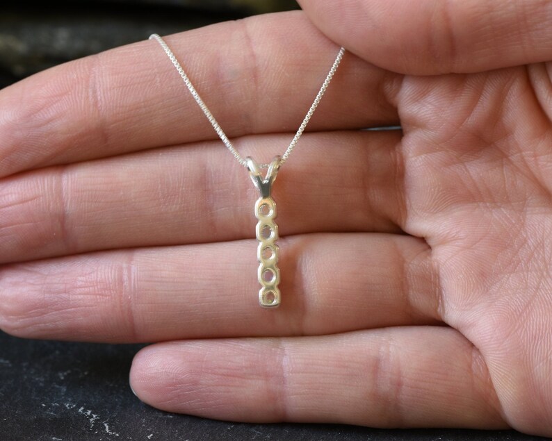 Vertical Ruby Pendant, Created Ruby Necklace, Red Ruby Necklace, July Birthstone Necklace, Silver Ruby Pendant, Bar Pendant, Bands by Adina image 7