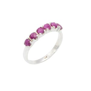 Natural Ruby Ring, Ruby Ring, Red Ruby Ring, Half Eternity Ring, July Birthstone, Ruby Eternity Band, Red VintageBand, Solid Silver Band image 7