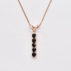 Vertical Onyx Necklace, Rose Gold Onyx Necklace, Natural Onyx Necklace, Black Pendant, Layering Necklace, Pink Bar Pendant, Bands by Adina