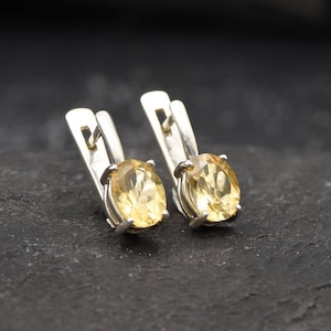 Citrine Earrings, Vintage Earrings, Natural Citrine, November Birthstone, November Earrings, Yellow Stone Earring, 925 Silver, Solid Silver