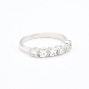 Diamond Band, Created Diamond, Stackable Band, Half Eternity Ring, Silver Wave Band, Wedding Band, Sparkly Ring, Wave Band, 925 Silver Ring image 8