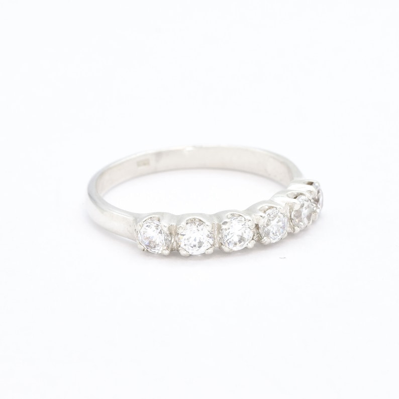 Diamond Band, Created Diamond, Stackable Band, Half Eternity Ring, Silver Wave Band, Wedding Band, Sparkly Ring, Wave Band, 925 Silver Ring image 8