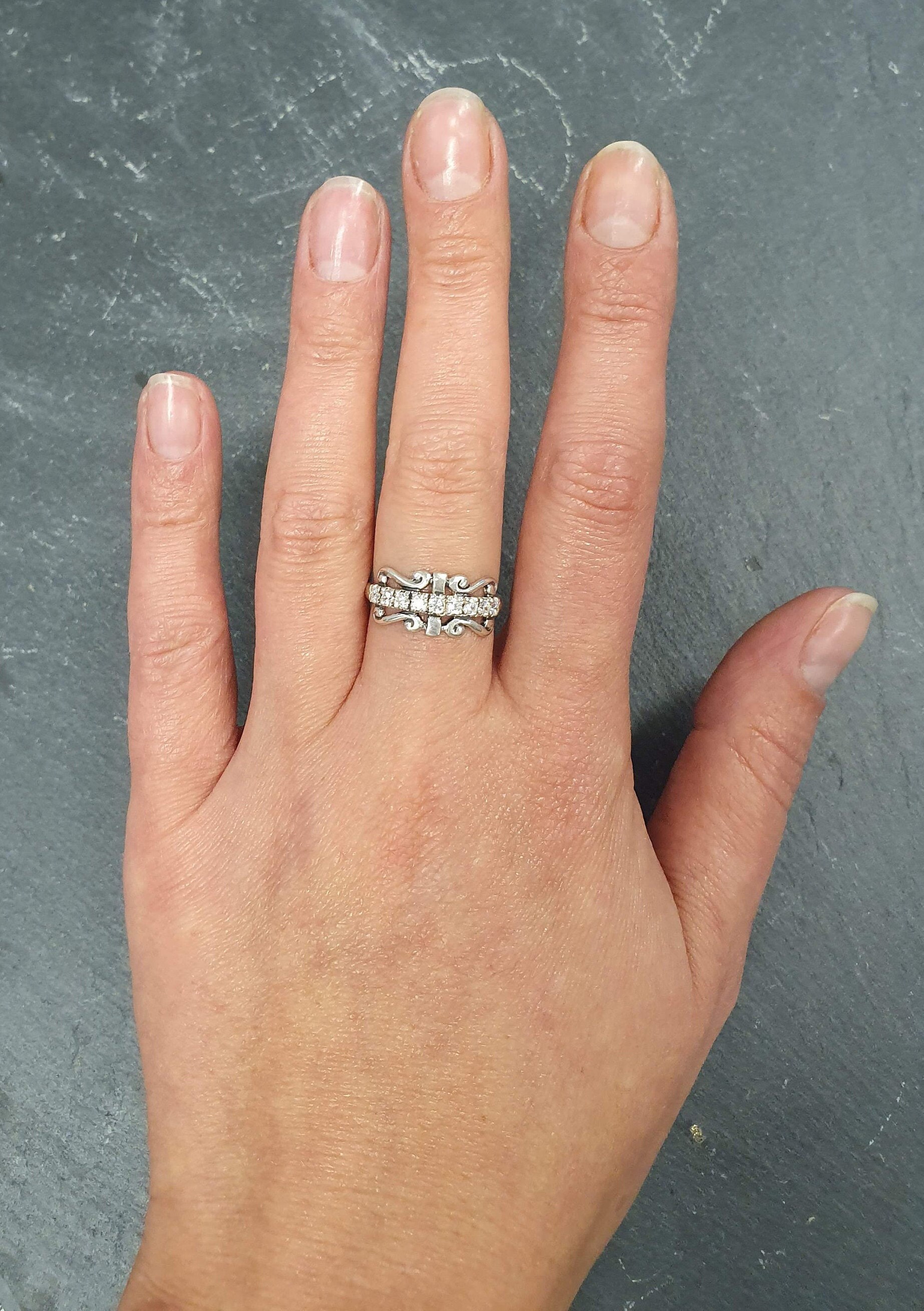 Chevron Crown Tiara Ball Bead Ring – .925 Sterling Silver Band, Sizes 4-10 - View #8