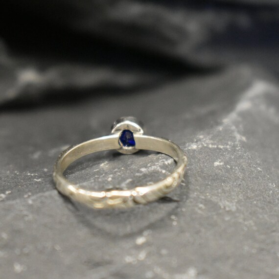Bague Alliance Vintage Argent émail Bleu Cristaux Saphir – Taille 61 – Parfait état