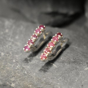 Ruby Earrings, Natural Ruby, July Birthstone, Red Diamond Studs, Red Vintage Earrings, Long Silver Earrings, Ruby Studs, 925 Silver Earrings