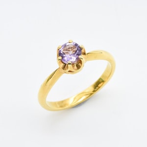 Gold Amethyst Ring, Natural Amethyst, Christmas Proposal Ring, Promise Ring, Gift for Her, Gift for Girlfriend, Purple Ring, Gold Vermeil
