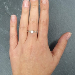 Pink Morganite Ring, Created Morganite, Hammered Band, Dainty Pink Ring, Solitaire Ring, Stackable Ring, Vintage Ring, Solid Silver Ring image 8