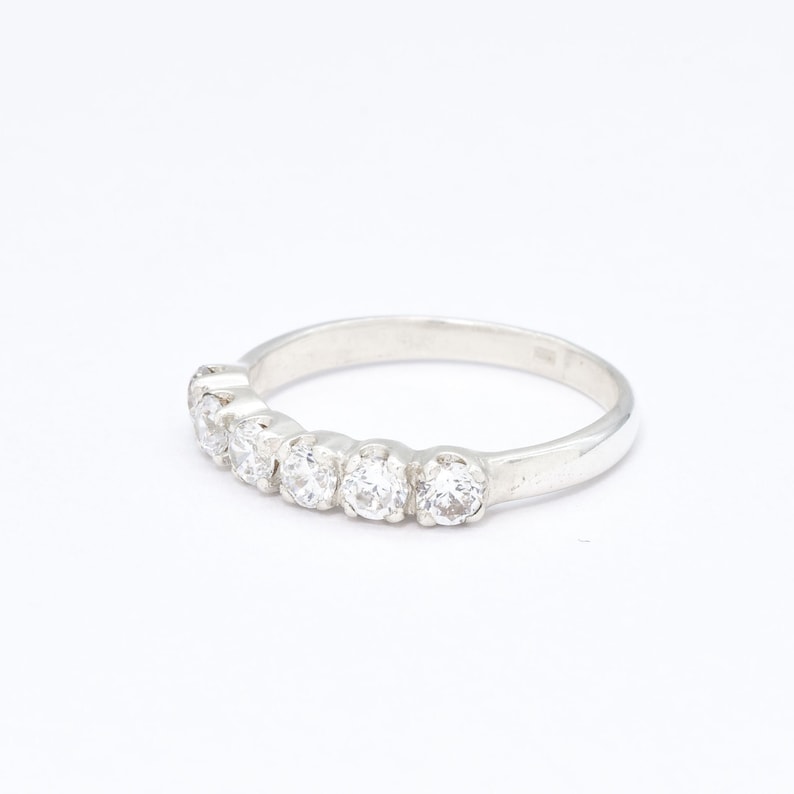 Diamond Band, Created Diamond, Stackable Band, Half Eternity Ring, Silver Wave Band, Wedding Band, Sparkly Ring, Wave Band, 925 Silver Ring image 9