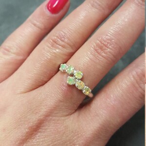 Opal Ring, Ethiopian Opal Ring, Natural Opal Ring, Asymmetric Ring, October Birthstone, Fire Opal Ring, Opal Vintage Ring, Solid Silver Ring image 9