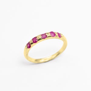 Gold Ruby Band, Natural Ruby Ring, July Birthstone, Stackable Ring, Ruby Vintage Ring, Gold Eternity Ring, Ruby Eternity Band, Gold Vermeil