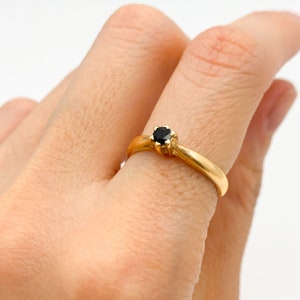 Gold Onyx Ring, Natural Onyx, Onyx Promise Ring, Black Solitaire Ring, Dainty Onyx Ring, Round Black Ring, 18k Gold Vermeil, Bands By Adin