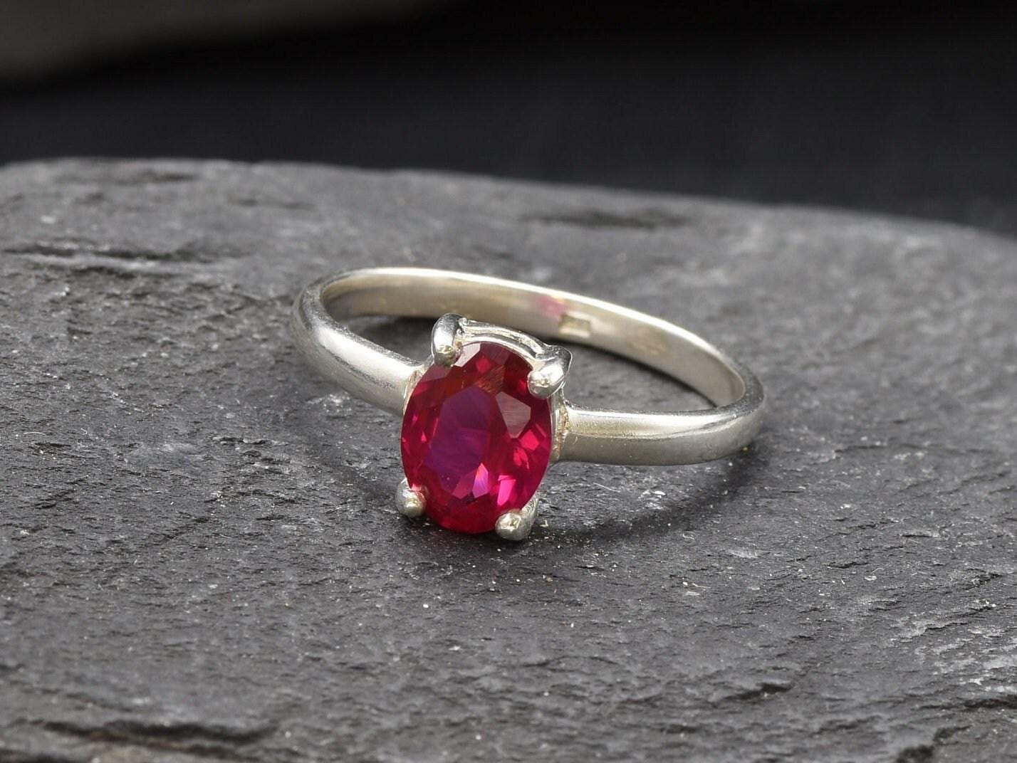 Ruby Ring, Dainty Ruby Ring, Created Ruby Ring, Red Diamond Ring, Solitaire Ring, Ruby Engagement Ring, Solid Silver Ring, Ruby Promise Ring