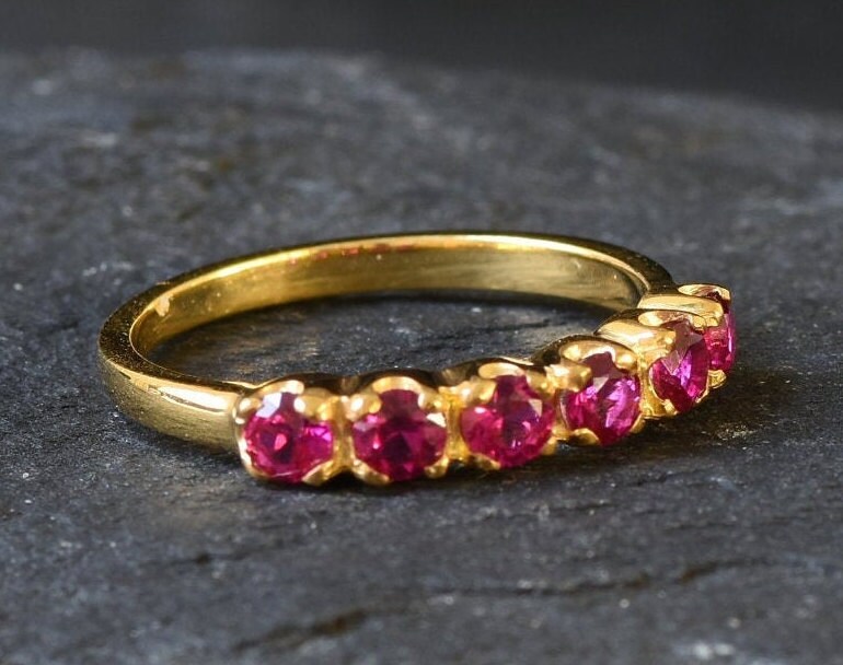 Gold Ruby Ring Created Ruby Stackable Ring Gold Ruby Band - Etsy UK