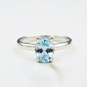 Blue Topaz Ring, Natural Blue Topaz, December Birthstone, Solitaire Ring, Sky Topaz Ring, Blue Diamond Ring, Topaz Ring, Solid Silver Ring