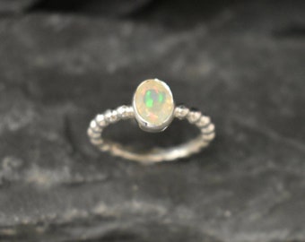 Opal Ring, Ethiopian Opal Ring, Natural Opal, Solitaire Ring, October Birthstone, Vintage Opal Ring, Fire Opal Ring, Solid Silver Ring, Opal