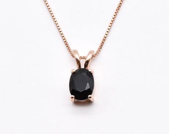 Colar de ônix em ouro rosa, colar de ônix natural, pingente de ônix preto, pingente oval preto, delicado colar em ouro rosa, pulseiras da Adina