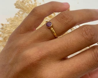 Gold Ruby Ring, Natural Ruby, July Birthstone, Gold Solitaire Ring, Gold Tribal Ring, Gold Vintage Ring, Red Ruby Ring, Vermeil Ring, Silver