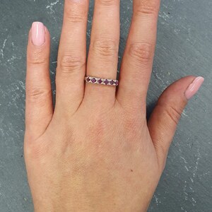 Natural Ruby Ring, Ruby Ring, Red Ruby Ring, Half Eternity Ring, July Birthstone, Ruby Eternity Band, Red VintageBand, Solid Silver Band image 6
