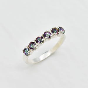 Mystic Topaz Band, Natural Topaz Band, December Birthstone, Stackable Ring, Topaz VintageRing, Purple Diamond Ring, Topaz Ring, Silver Ring