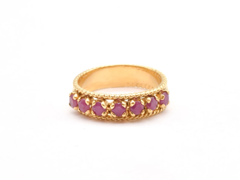 Guldrubinring, Stapelbar guldring, Juliring, Naturlig rubinring, Rödguldring, Vintage-stilarmband, Röd ädelstensring, Förgylld ring bild 6
