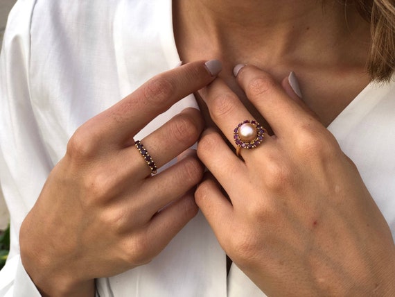 Gold Ruby Ring, Natural Ruby Ring, July Birthstone, Stackable Ring, Ruby  Vintage Ring, Gold Eternity Ring, Ruby Eternity Band, Gold Vermeil