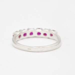 Ruby Ring, Created Ruby, Half Eternity Ring, Stackable Ring, Ruby Band, Red Diamond Ring, Dainty Ruby Band, Minimalist Ring, Sterling Silver image 7