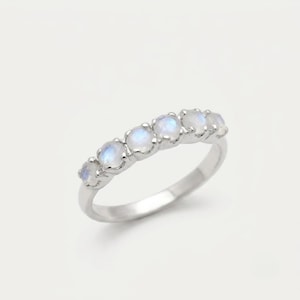 Moonstone Band, Natural Moonstone, June Birthstone, Stackable Ring, Moonstone Ring, Half Eternity Ring, Vintage Band, Moonstone, 925 Silver