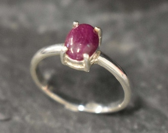 Ruby Ring, Natural Ruby, July Birthstone, Red Solitaire Ring, Red VintageRing, Dainty Ruby Ring, Real Ruby Ring, Red Ring, 925 Silver Ring