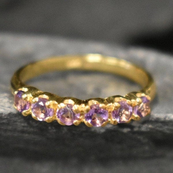 Gold Amethyst Ring, Amethyst Ring, Natural Amethyst, February Ring, Gold Stackable Ring, Gold Vintage Ring, Amethyst Band, Eternity Ring