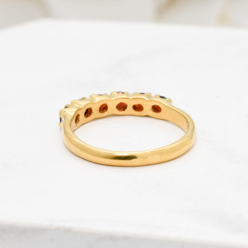 Gold Eternity Ring, Garnet Ring, Natural Garnet, January Ring, Gold Garnet Ring, Gold VintageRing, Red Diamond Ring, Half Eternity Ring image 9