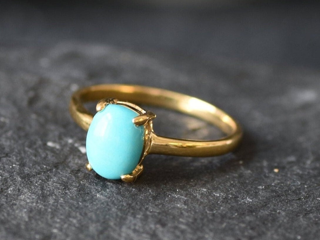 Gold ring with turquoise stone clearance