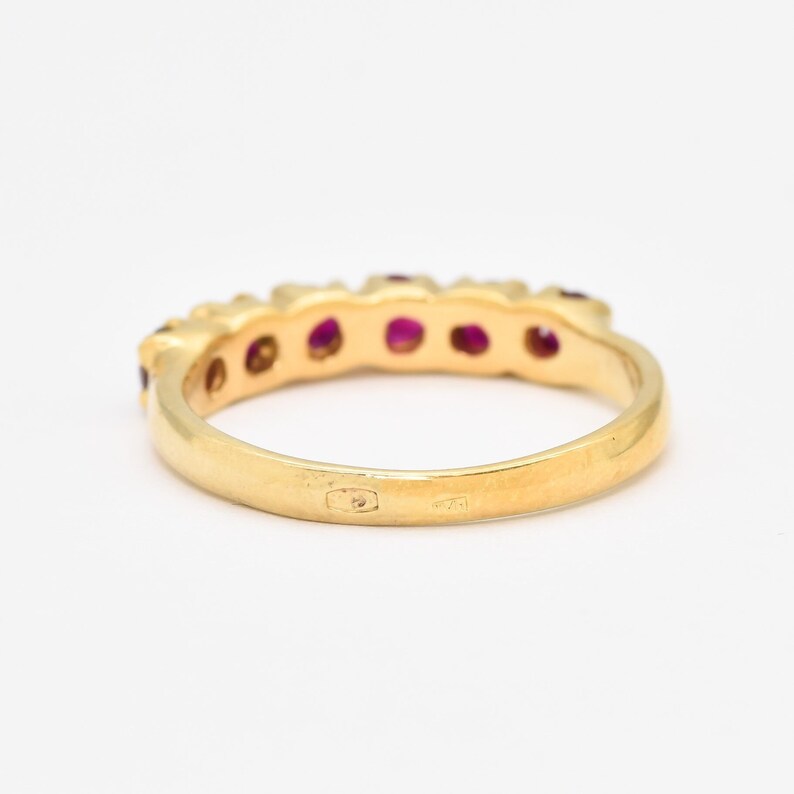 Gold Ruby Ring, Created Ruby, Stackable Ring, Gold Ruby Band, Half Eternity Ring, Red Ruby Band, Dainty Ring, Gold Vermeil image 7